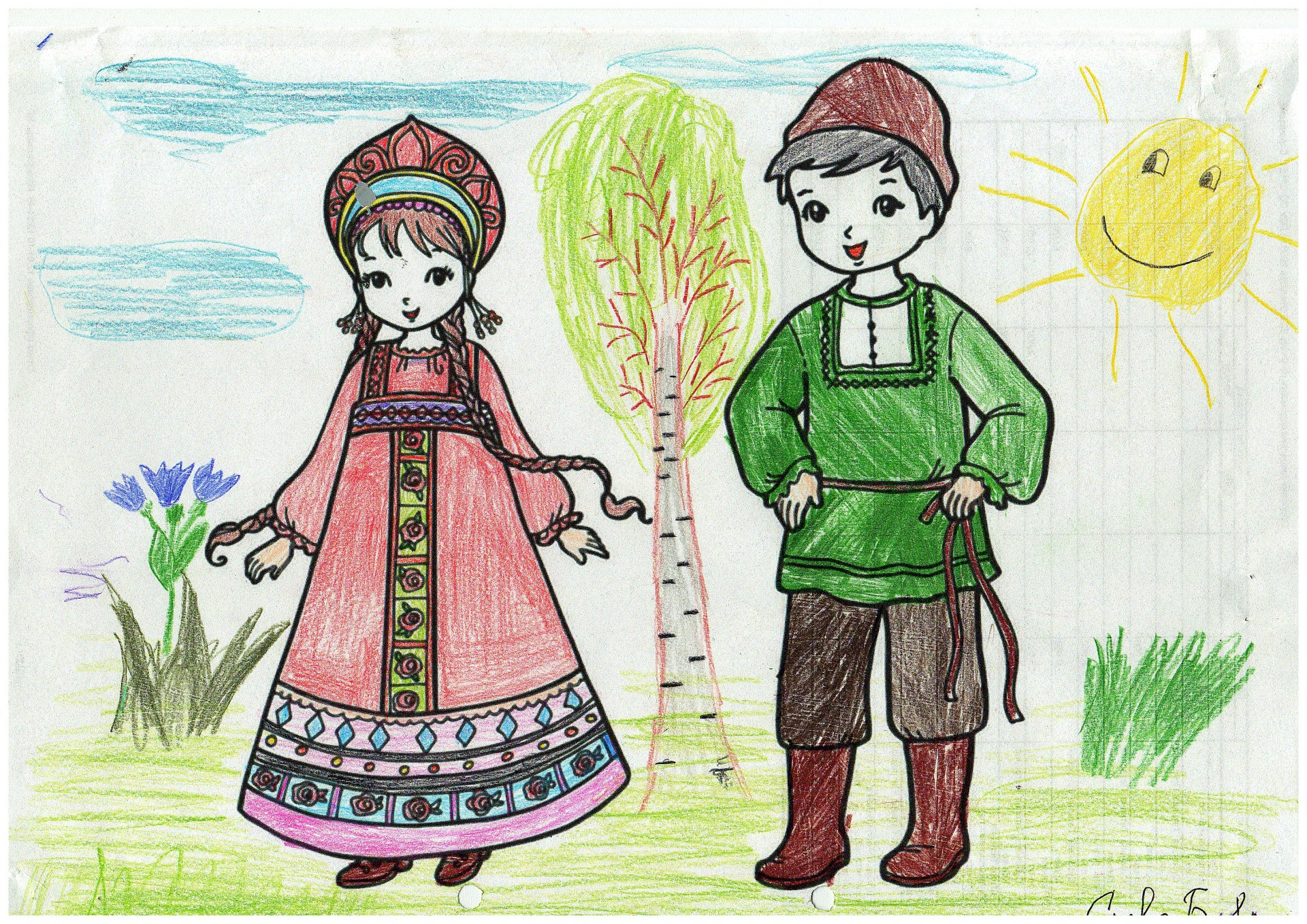 Детские рисунки белорусская одежда